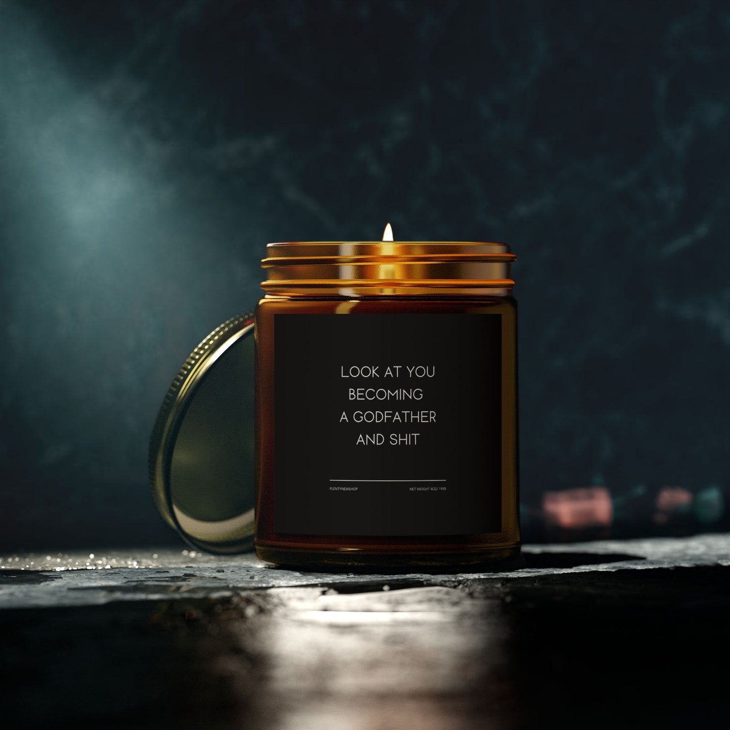 Funny Godfather Candle - "LOOK AT YOU BECOMING A GODFATHER AND SHIT", Thoughtful Godparent Gift, Handmade Soy Wax Candle, Baptism & Baby Shower Gift