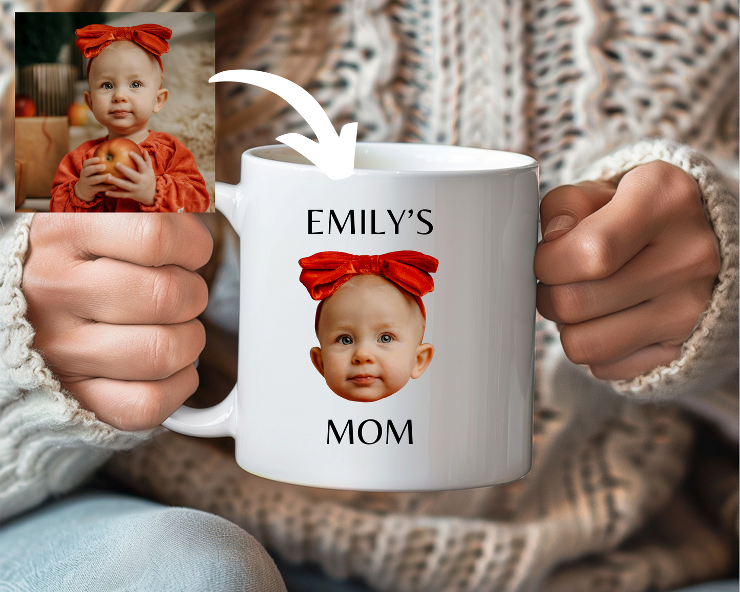 Custom Baby Face Mug – Personalized Photo Mug with Name – Funny Mother’s Day Gift, New Mom Gift, First Mother’s Day Keepsake