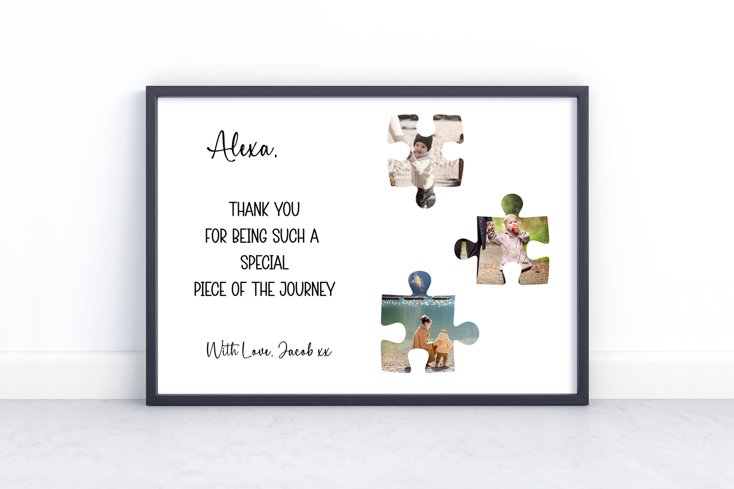 Personalized Puzzle Piece Photo Collage Frame – Thank You Gift for Teacher, Mentor, Caregiver, Coach – Custom Name & Message