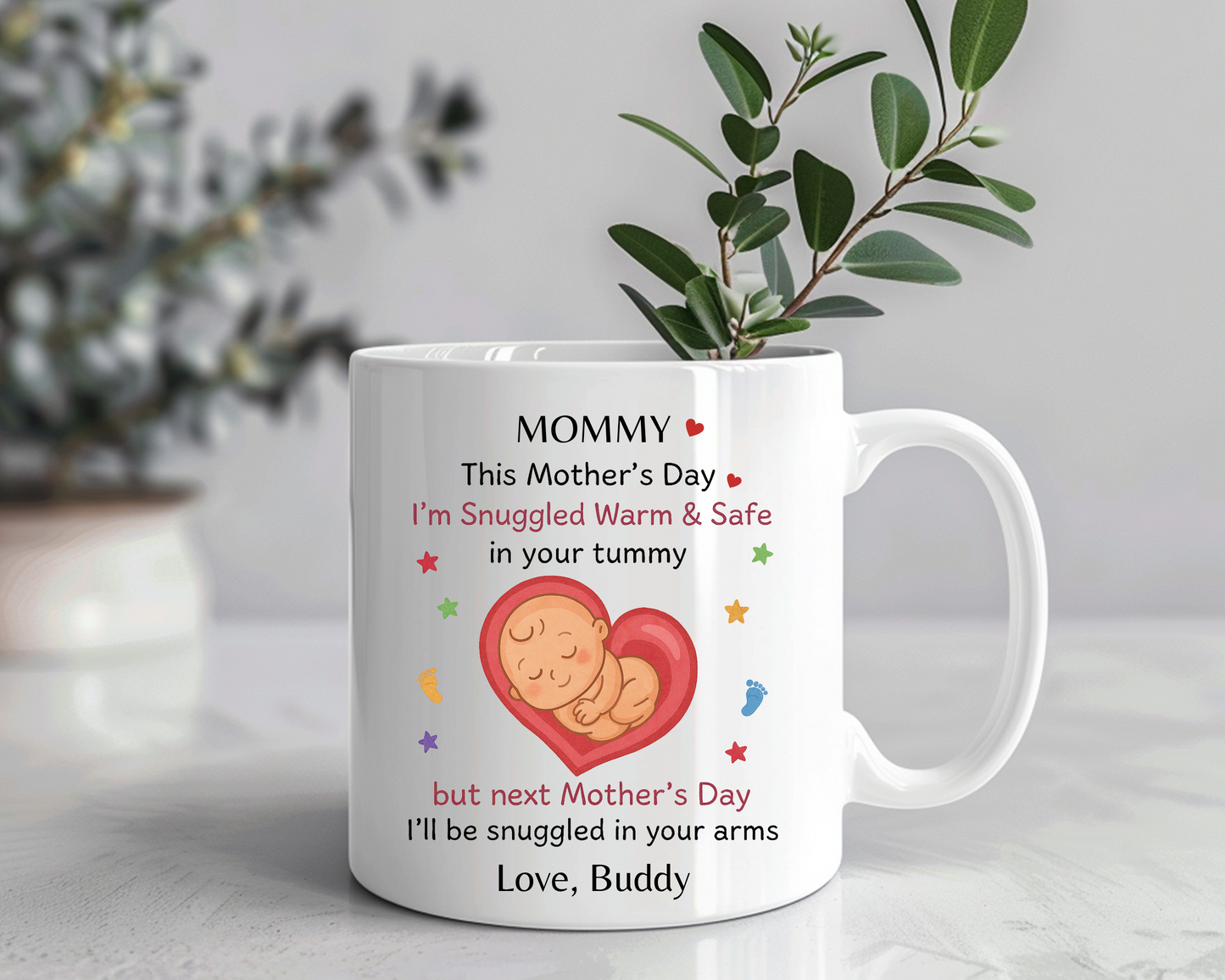 Personalized Mother's Day Mug from Bump – Mommy to Be Gift, Baby in Belly Message, First Mother’s Day Keepsake for Pregnant Moms