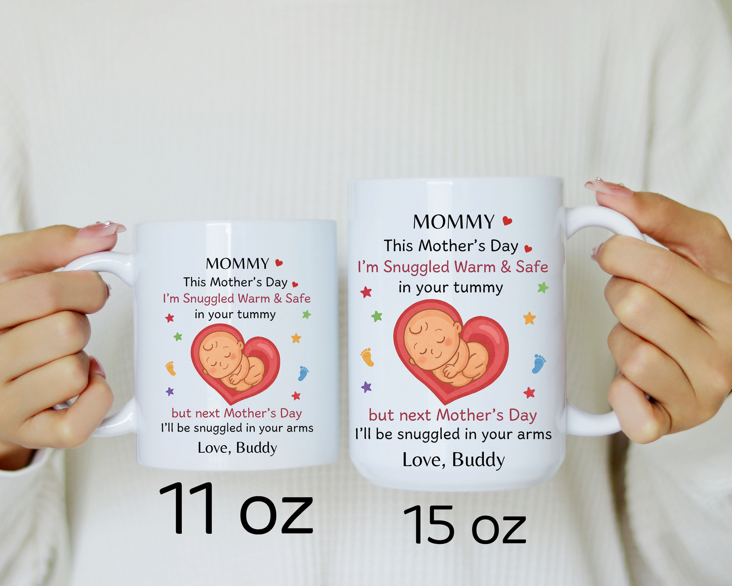 Personalized Mother's Day Mug from Bump – Mommy to Be Gift, Baby in Belly Message, First Mother’s Day Keepsake for Pregnant Moms