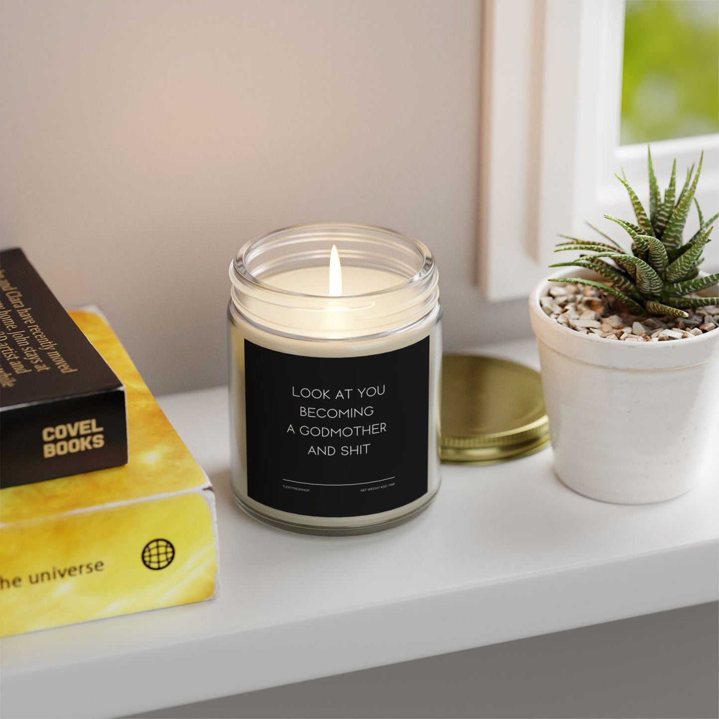 Copy of Funny Godmother Candle - "LOOK AT YOU BECOMING A GODMOTHER AND SHIT", Thoughtful Godparent Gift, Handmade Soy Wax Candle, Baptism & Baby Shower Gift