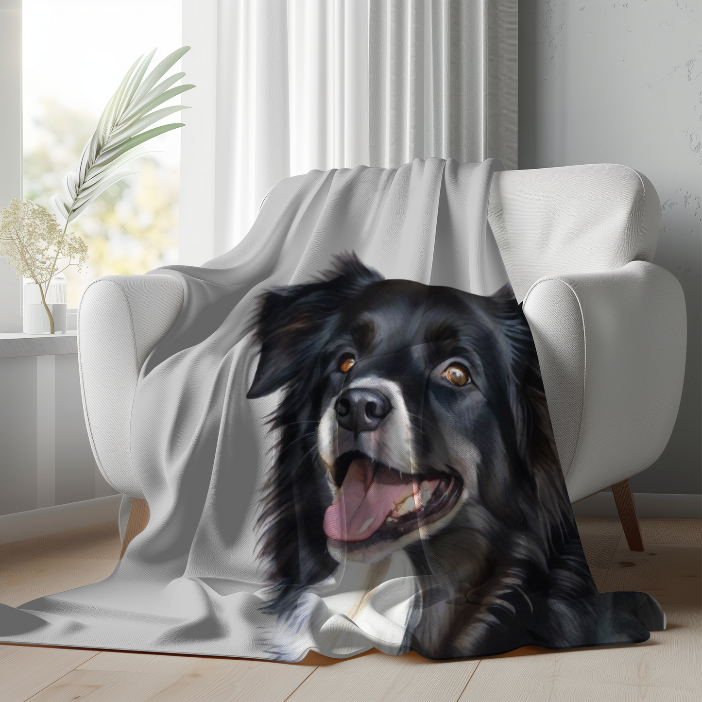 Personalized Velveteen Plush Blanket featuring Custom Pet Portrait - Cozy Gift for Dog Lovers