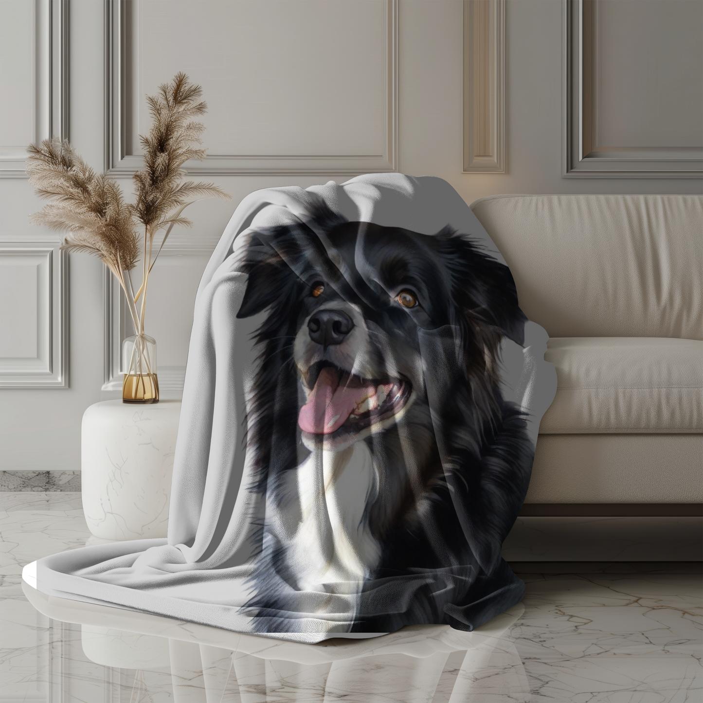 Personalized Velveteen Plush Blanket featuring Custom Pet Portrait - Cozy Gift for Dog Lovers