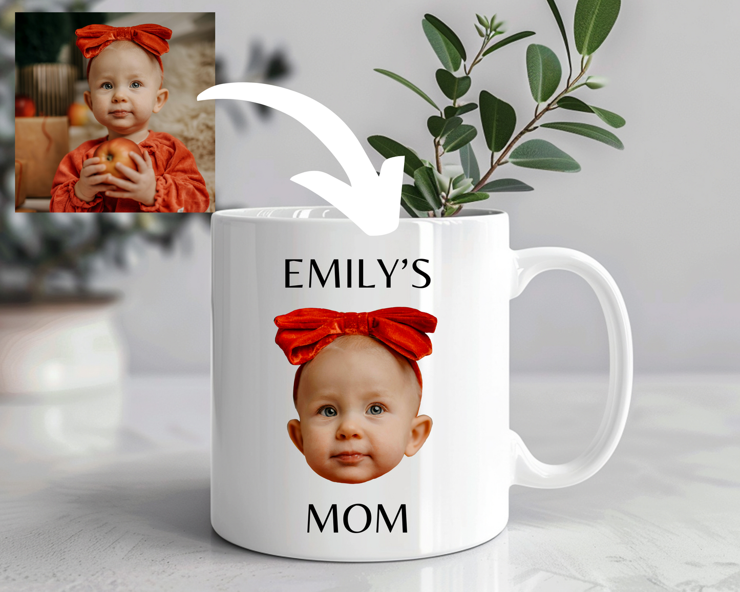 Custom Baby Face Mug – Personalized Photo Mug with Name – Funny Mother’s Day Gift, New Mom Gift, First Mother’s Day Keepsake