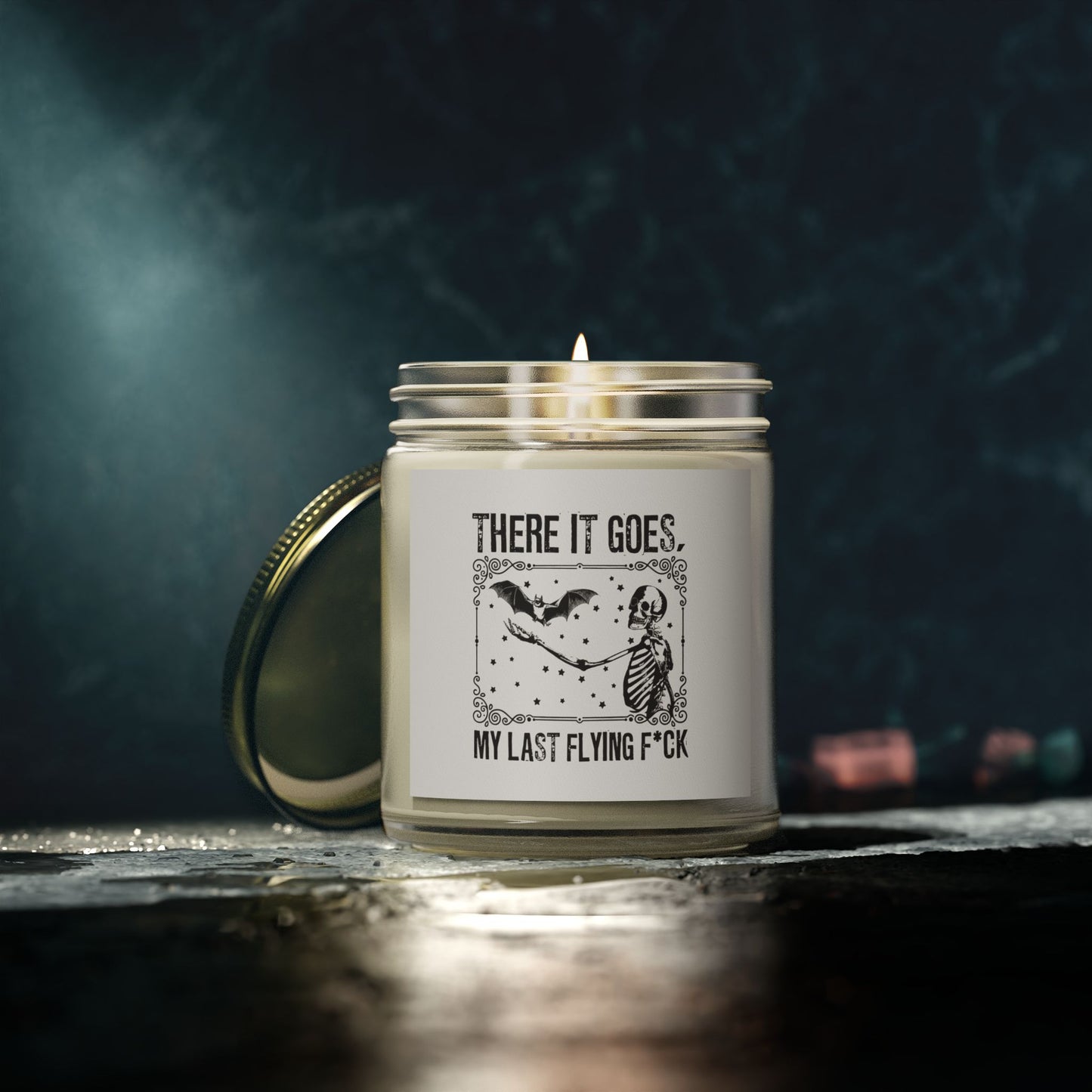 “There It Goes, My Last Flying F*ck” Skeleton & Bat Funny Halloween Mug / Shirt / Candle