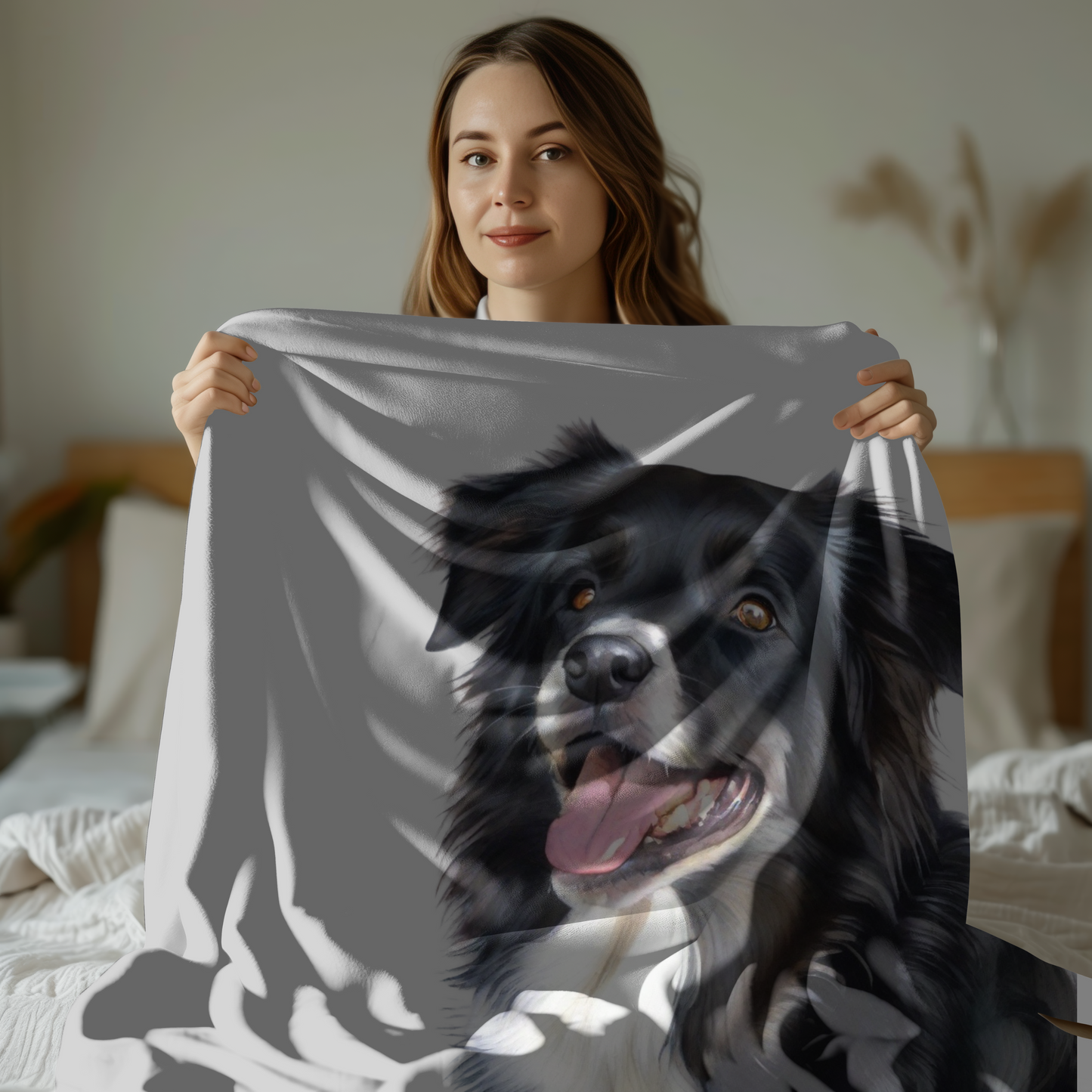 Personalized Velveteen Plush Blanket featuring Custom Pet Portrait - Cozy Gift for Dog Lovers