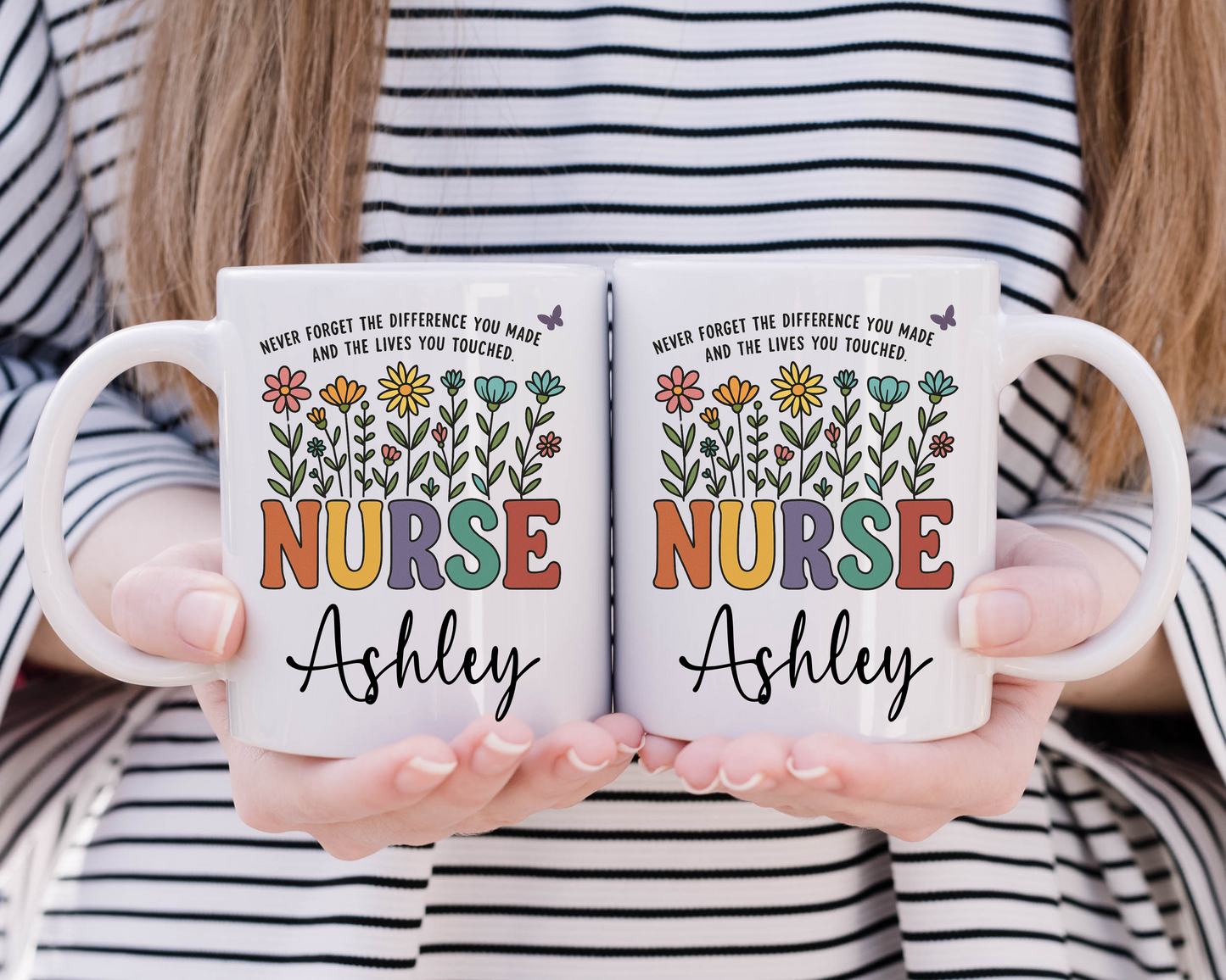 Personalized Nurse Appreciation Mug – “Never Forget the Difference” Floral Gift for Nurses