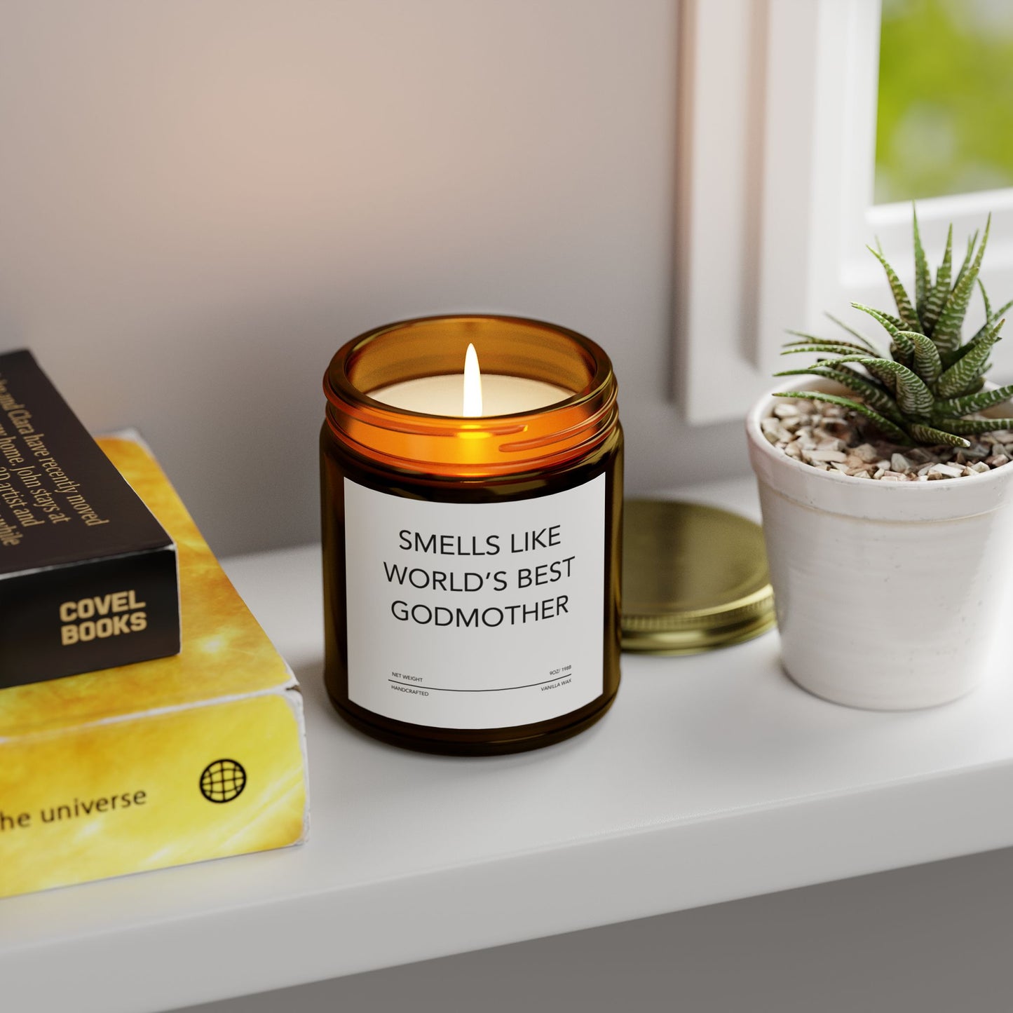 Funny Godmother Candle - "Smells Like World's Best Godmother", Thoughtful Godparent Gift, Handmade Soy Wax Candle, Baptism & Baby Shower Gift