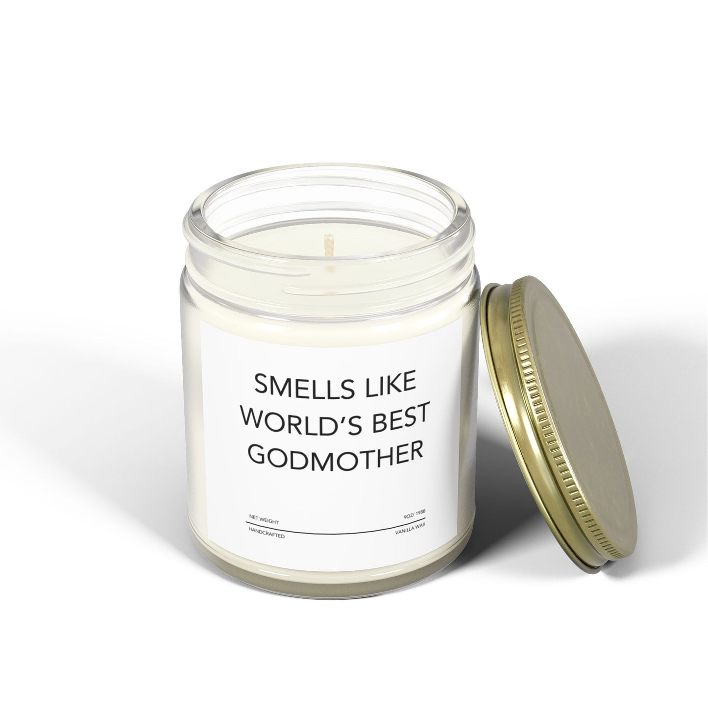 Funny Godmother Candle - "Smells Like World's Best Godmother", Thoughtful Godparent Gift, Handmade Soy Wax Candle, Baptism & Baby Shower Gift