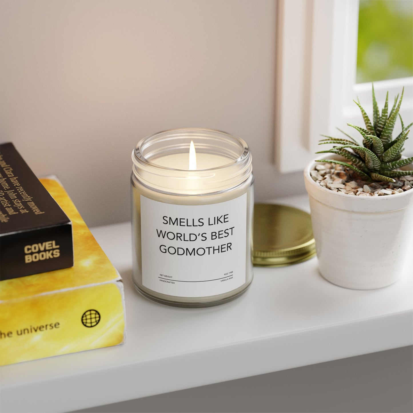 Funny Godmother Candle - "Smells Like World's Best Godmother", Thoughtful Godparent Gift, Handmade Soy Wax Candle, Baptism & Baby Shower Gift