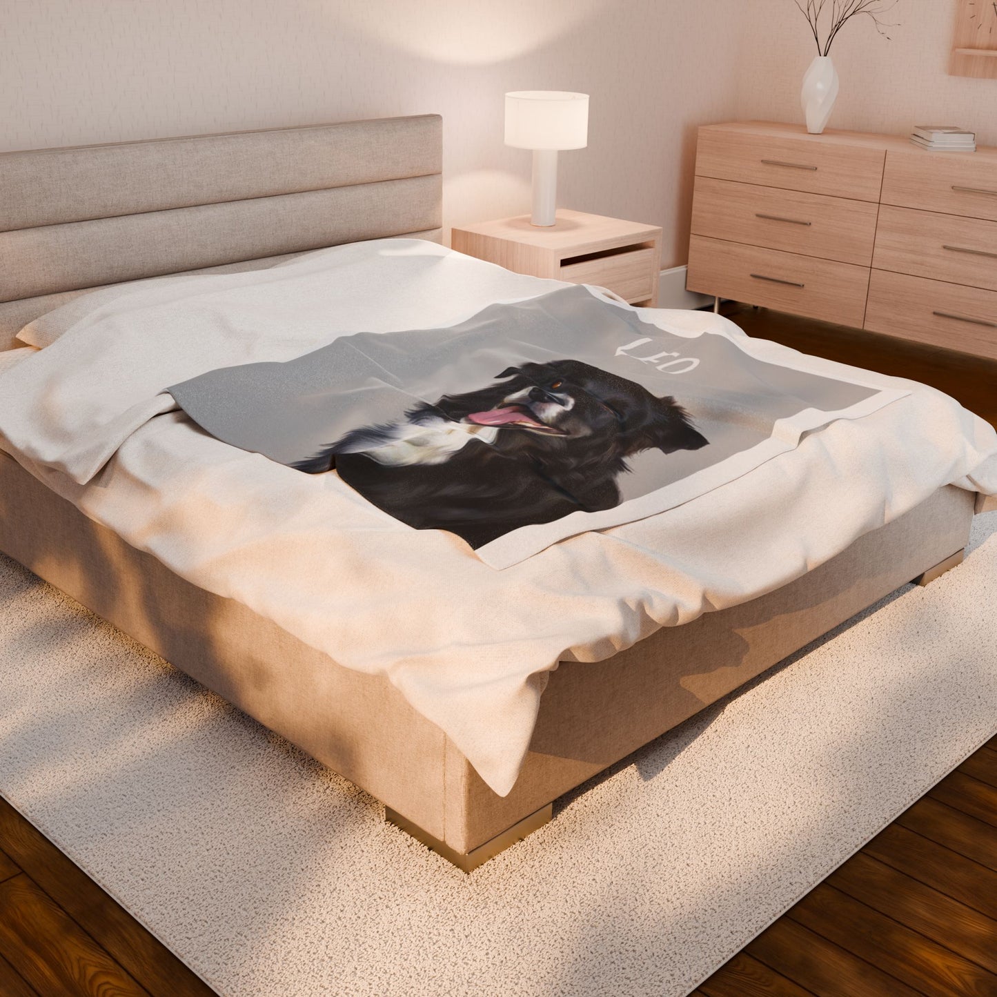 Personalized Velveteen Plush Blanket featuring Custom Pet Portrait - Cozy Gift for Dog Lovers