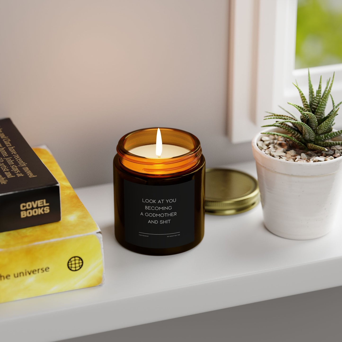 Copy of Funny Godmother Candle - "LOOK AT YOU BECOMING A GODMOTHER AND SHIT", Thoughtful Godparent Gift, Handmade Soy Wax Candle, Baptism & Baby Shower Gift