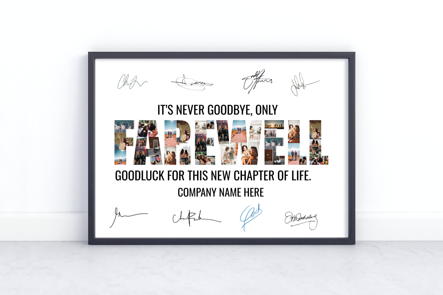 Personalized Farewell Photo Collage Gift – Custom Goodbye Print with Team Signatures & Photos