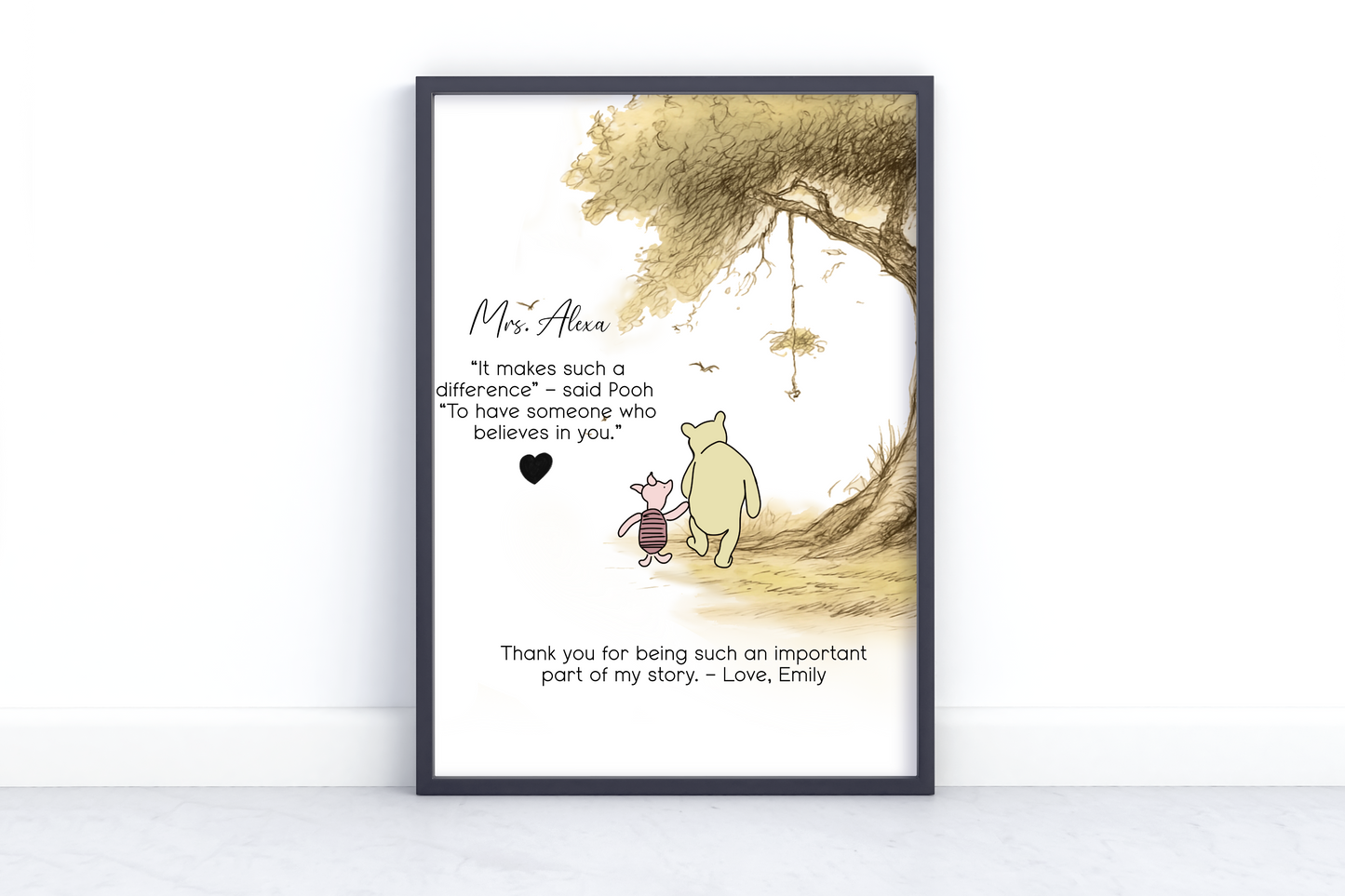 Personalized Winnie the Pooh Teacher Appreciation Print – Custom Gift for Mentor, Coach, or Educator