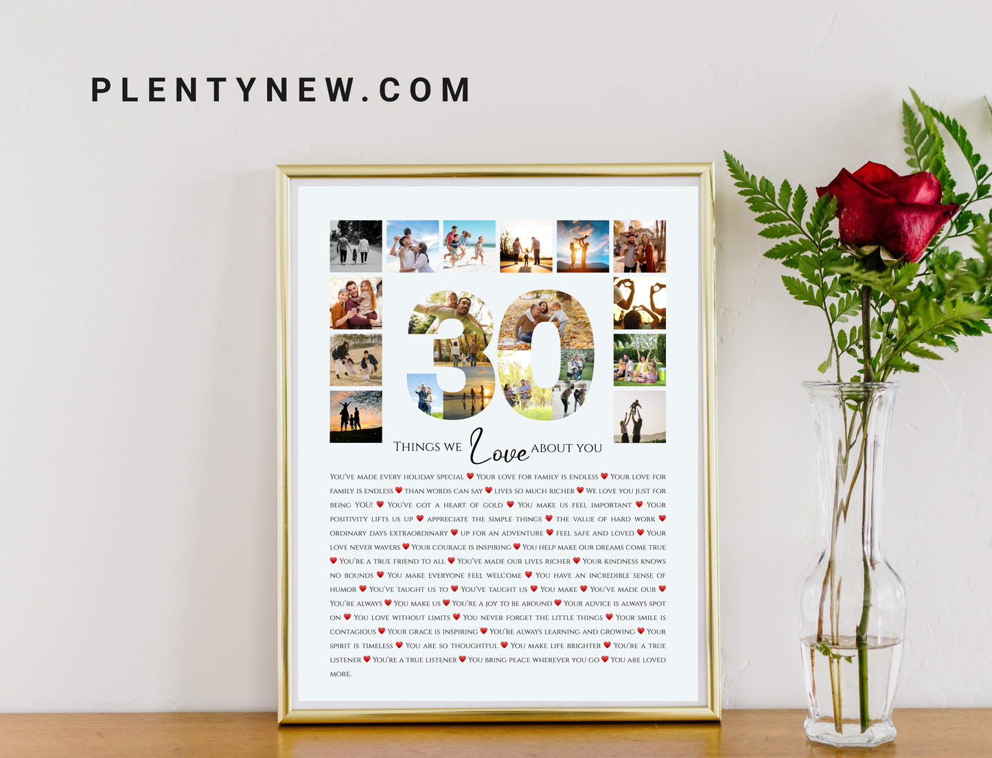 Personalized "30 Reasons We Love You" Gift - Custom Photo Collage Keepsake
