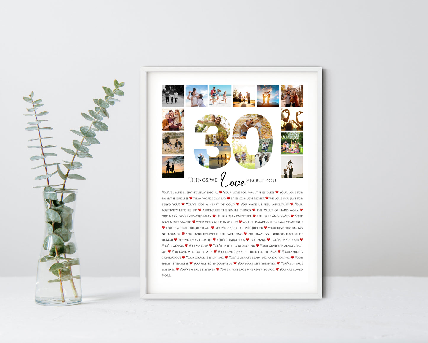 Personalized "30 Reasons We Love You" Gift - Custom Photo Collage Keepsake