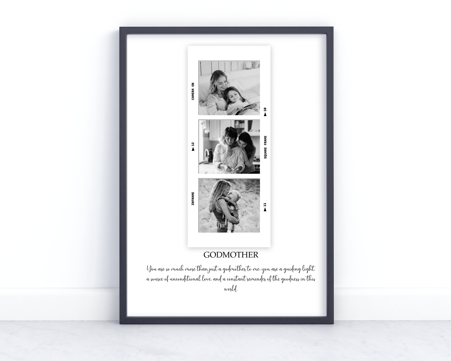 Personalized Godmother Polaroid Print - Custom Keepsake with Photo, Name, and Message on Canvas or Poster