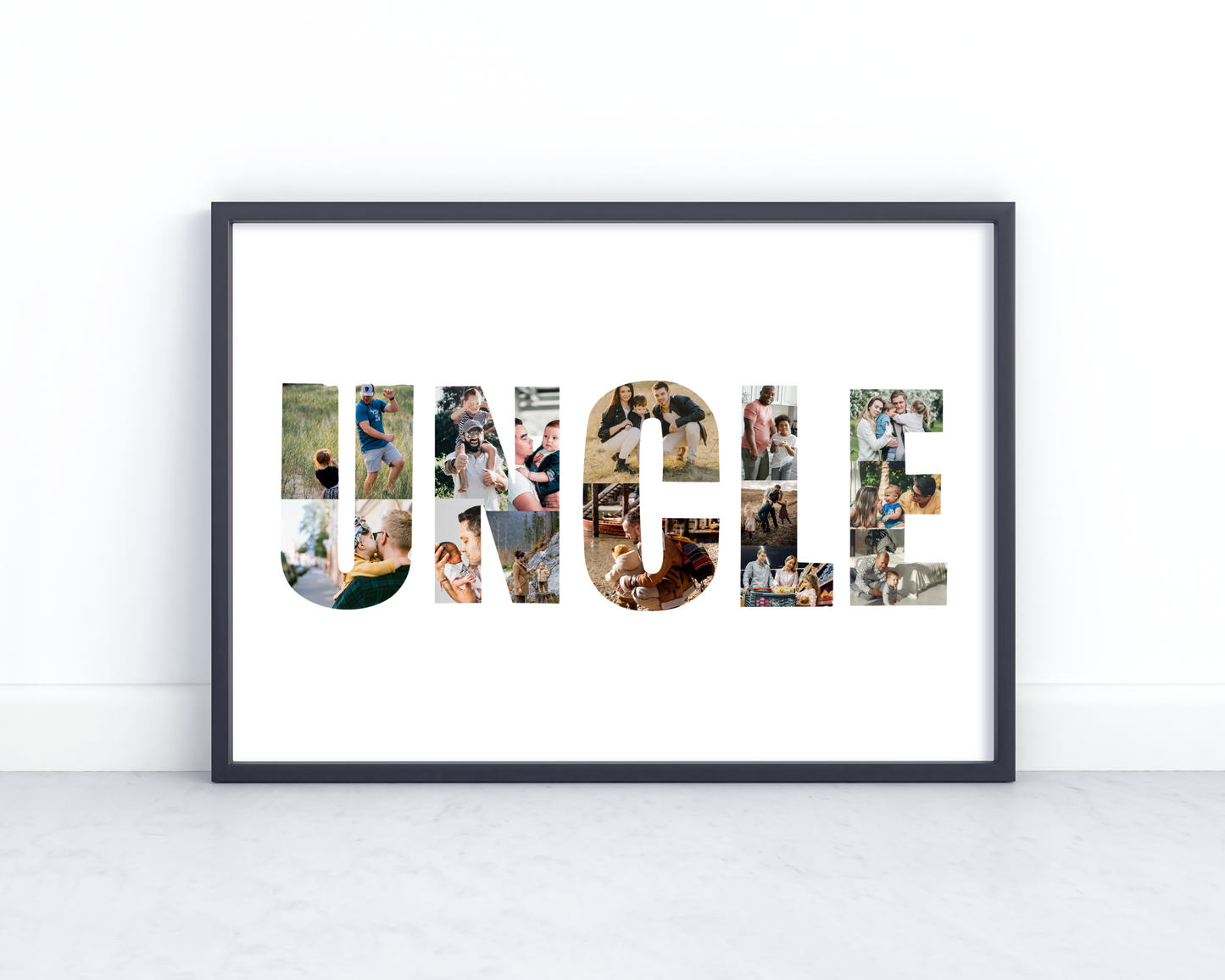 Personalized Uncle Photo Collage Gift - Custom Keepsake with Family Photos on Canvas or Poster.