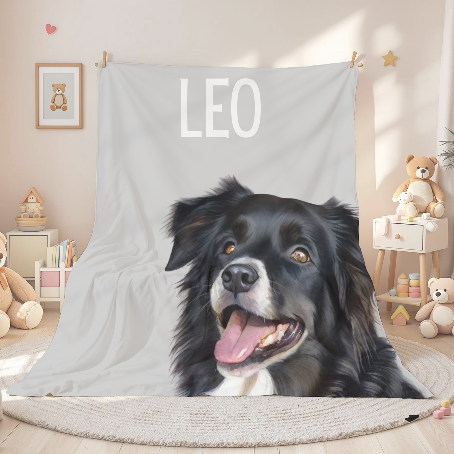 Personalized Velveteen Plush Blanket featuring Custom Pet Portrait - Cozy Gift for Dog Lovers