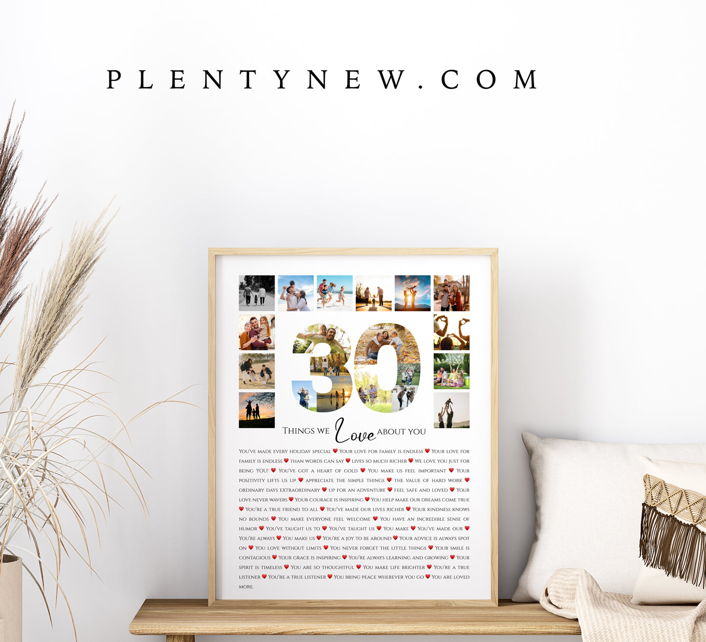 Personalized "30 Reasons We Love You" Gift - Custom Photo Collage Keepsake