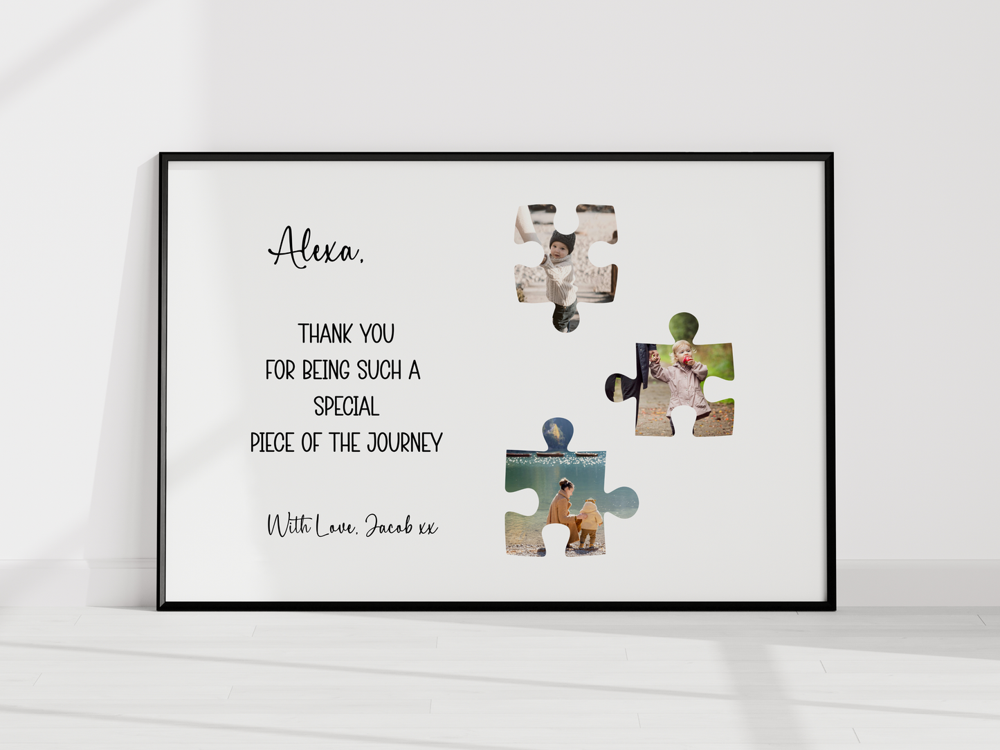 Personalized Puzzle Piece Photo Collage Frame – Thank You Gift for Teacher, Mentor, Caregiver, Coach – Custom Name & Message