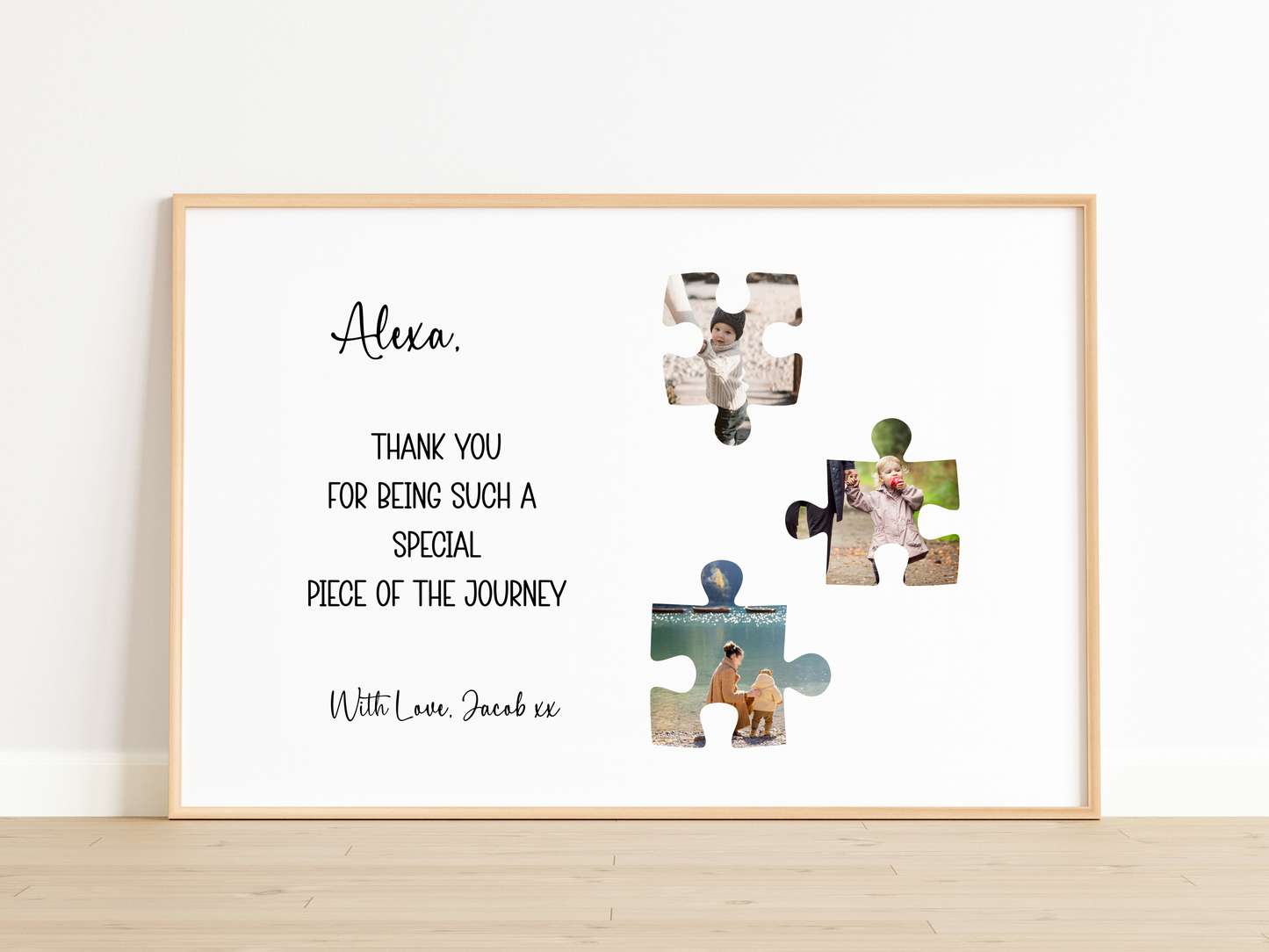 Personalized Puzzle Piece Photo Collage Frame – Thank You Gift for Teacher, Mentor, Caregiver, Coach – Custom Name & Message
