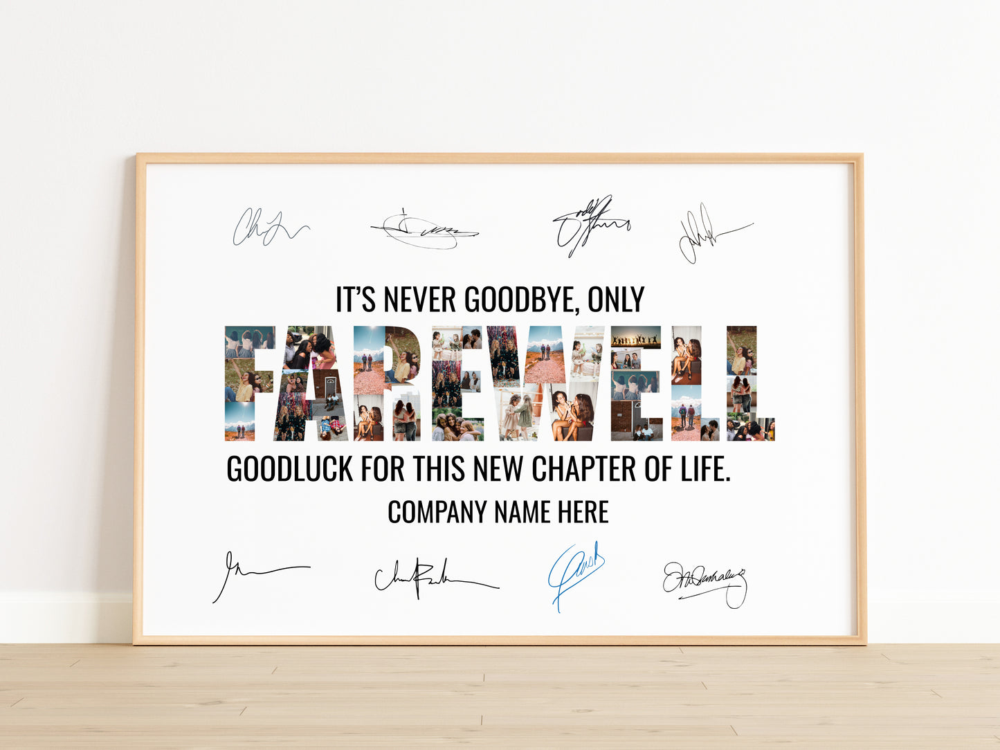 Personalized Farewell Photo Collage Gift – Custom Goodbye Print with Team Signatures & Photos