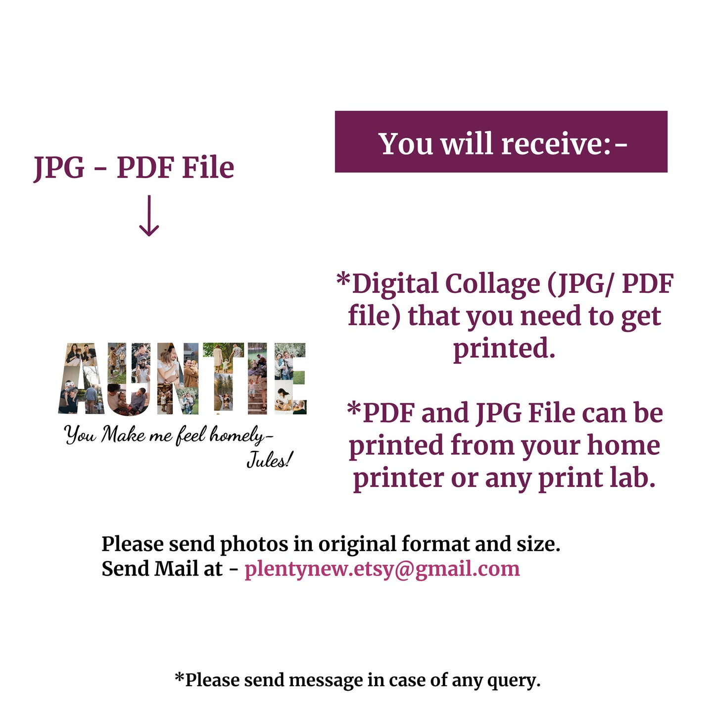 Auntie Gift Photo Collage – Personalized Digital Photo Keepsake