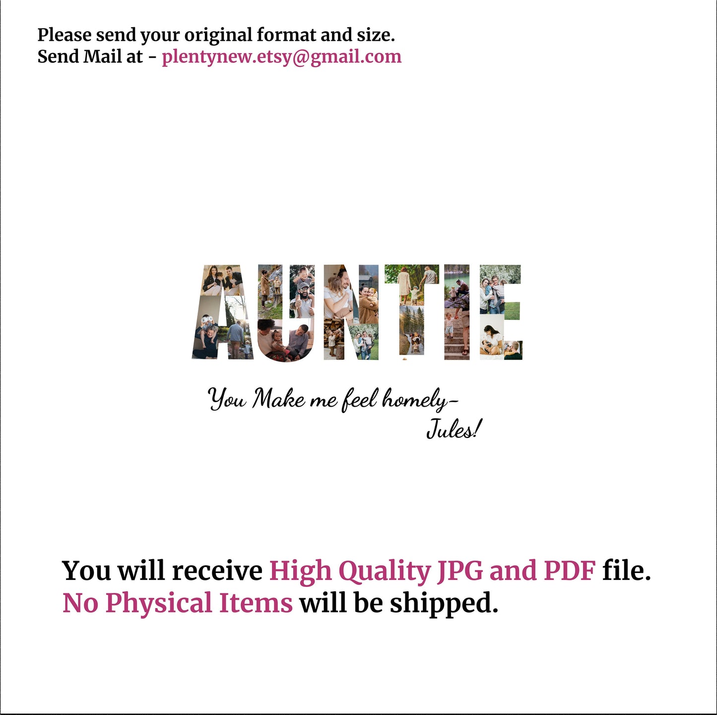 Auntie Gift Photo Collage – Personalized Digital Photo Keepsake