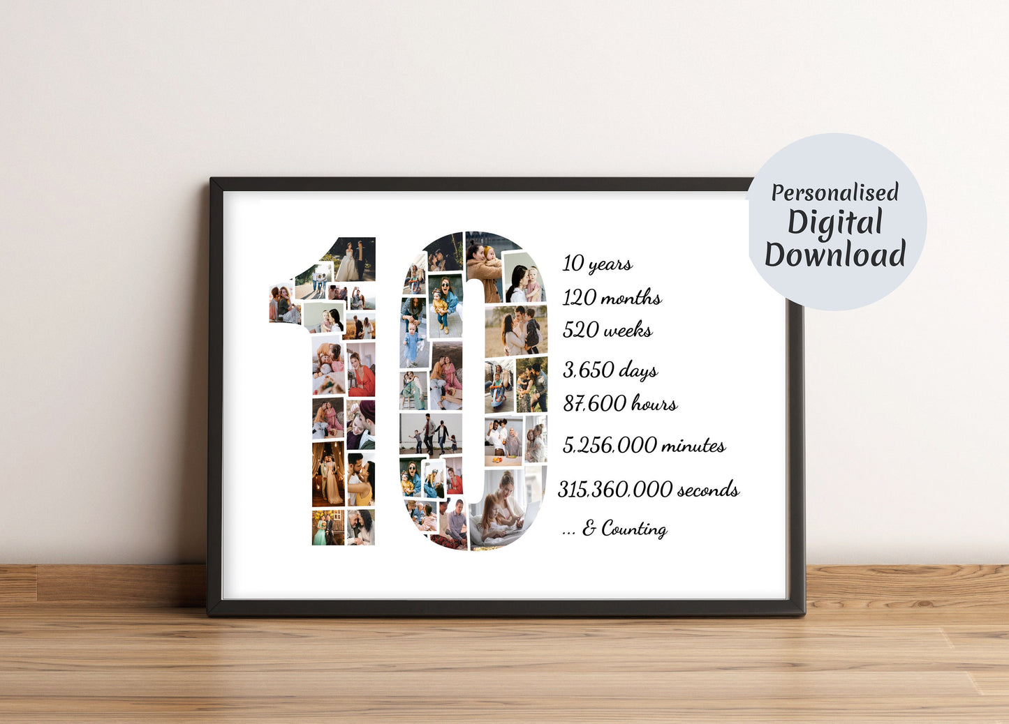 Personalized 10th Anniversary Photo Collage Gift - Custom Keepsake with Your Photos
