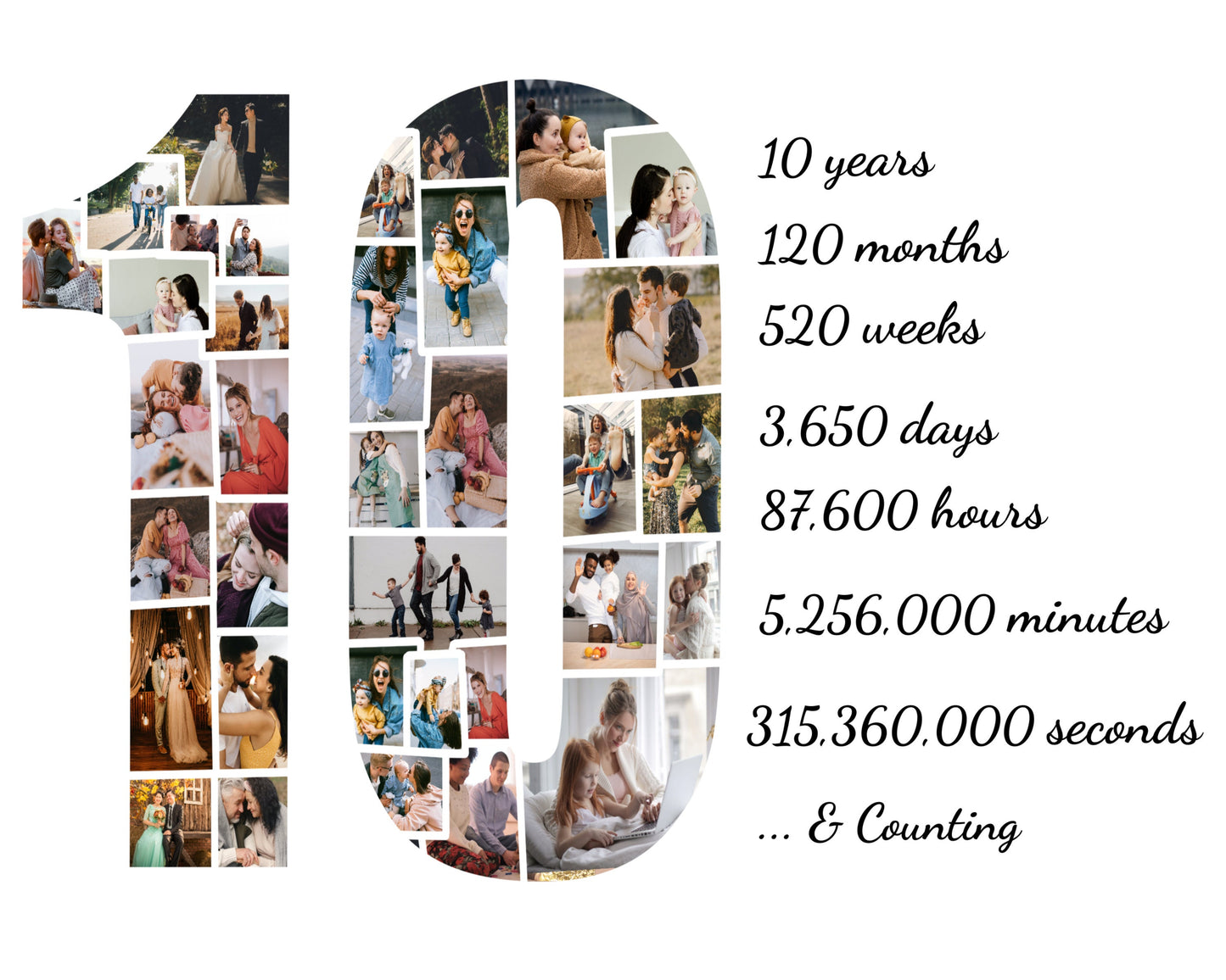 Personalized 10th Anniversary Photo Collage Gift - Custom Keepsake with Your Photos
