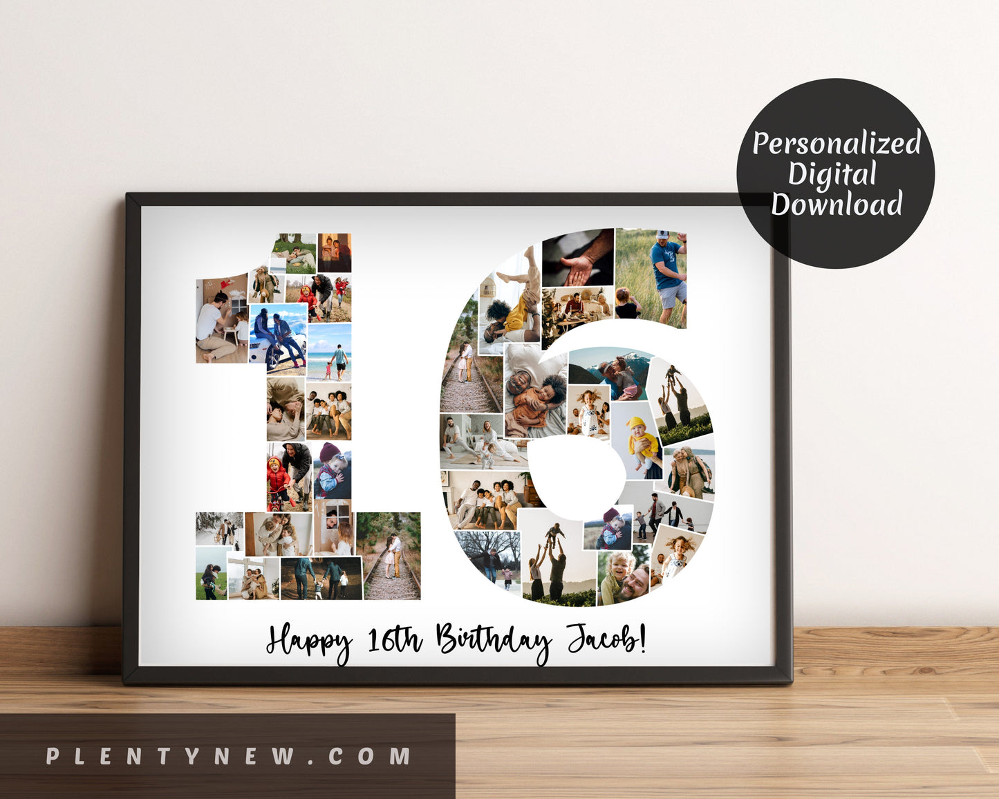 Custom 16th Birthday/Anniversary Photo Collage – Personalized Digital Gift