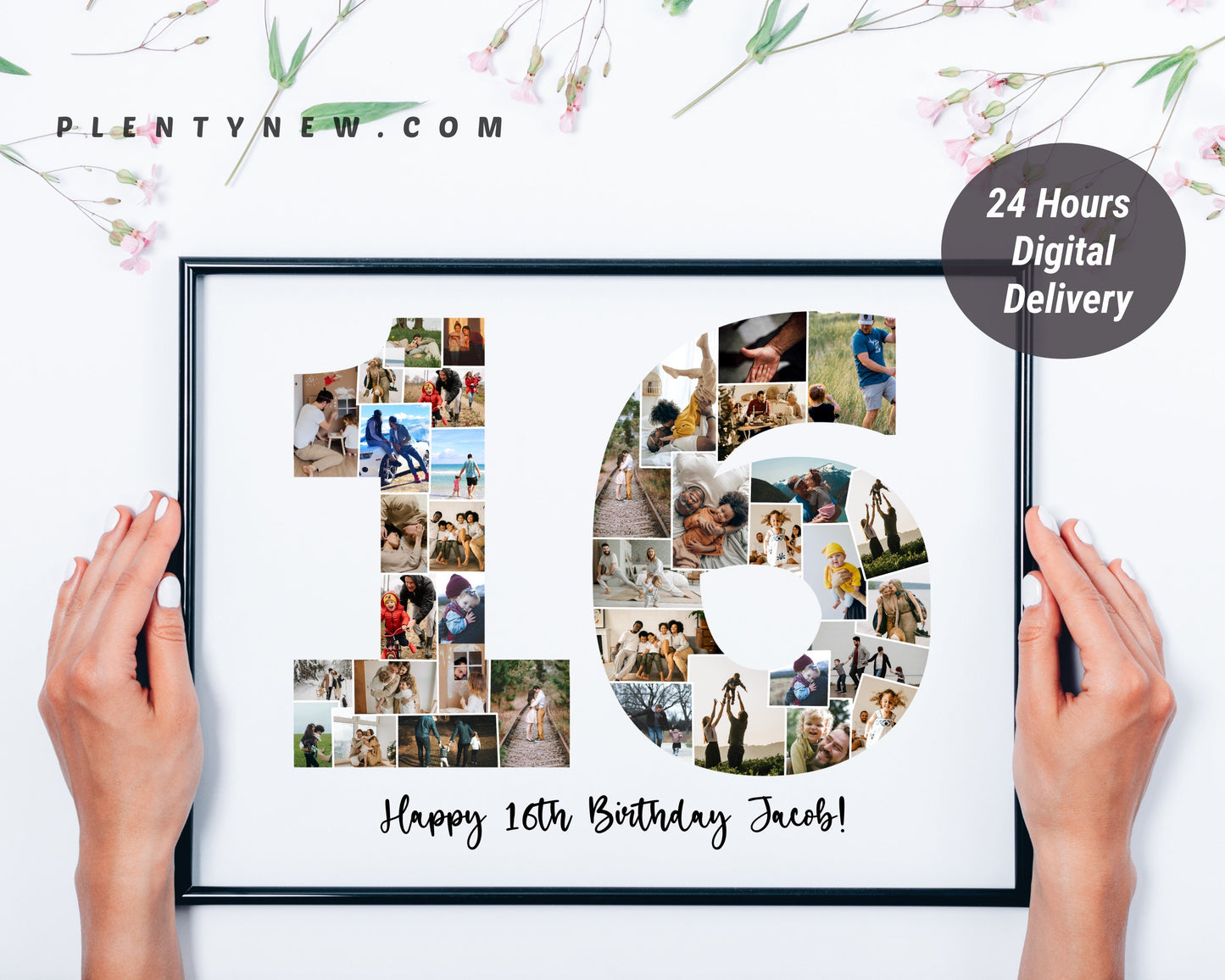 Custom 16th Birthday/Anniversary Photo Collage – Personalized Digital Gift