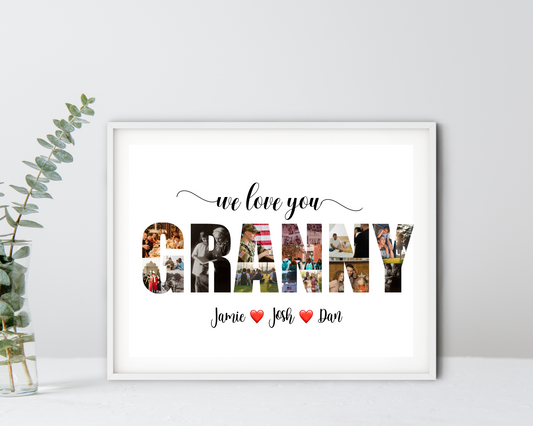Personalized Granny Photo Collage - Custom Gift for Grandma