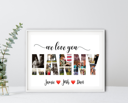 Personalized Nanny Photo Collage - Custom Gift for Grandma