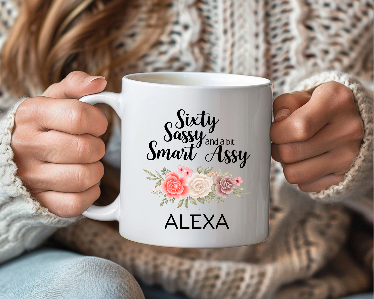 Funny 60th Birthday Mug – Personalized “Sixty, Sassy & Smart Assy” Gift for Women