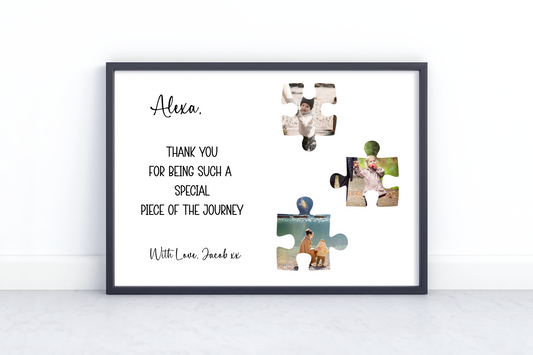 Personalized Puzzle Piece Photo Collage Frame – Thank You Gift for Teacher, Mentor, Caregiver, Coach – Custom Name & Message