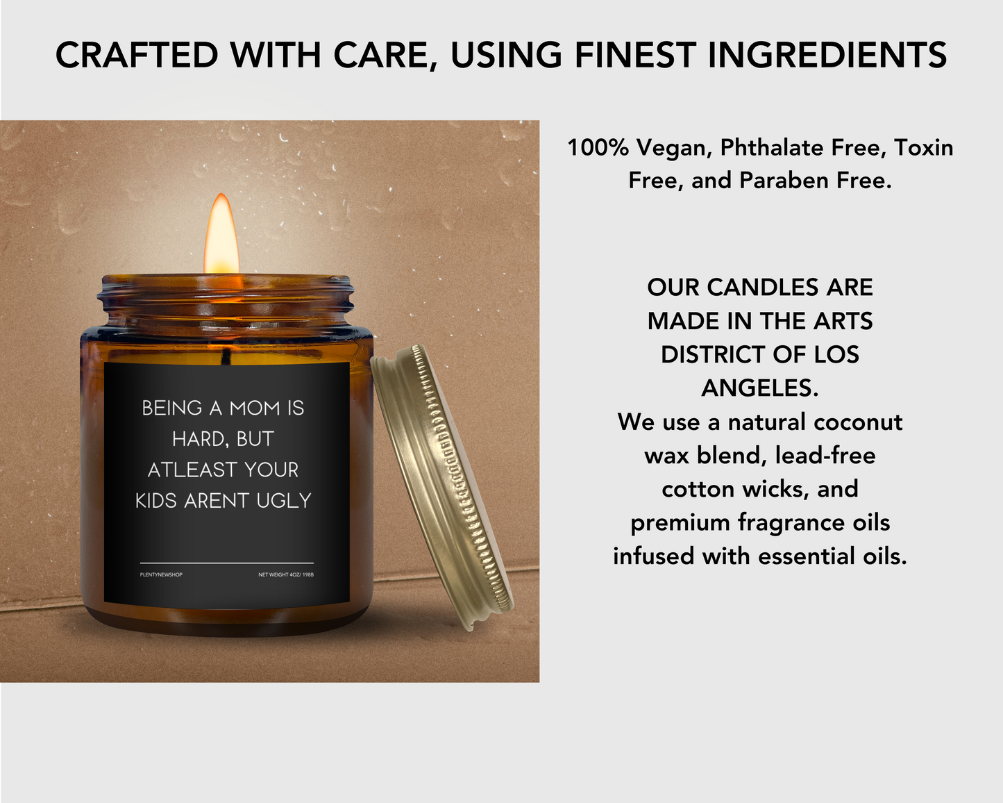 Funny Mom Candle - "Being a Mom is Hard, But At Least Your Kids Aren’t Ugly", Hilarious Mother’s Day Gift, Handmade Soy Wax Candle, Self-Care Gift for Moms