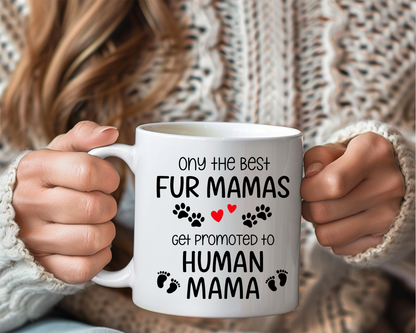 Personalized Fur Mama to Human Mama Mug – Pregnancy Reveal Gift for Pet Moms, New Mom Gift Idea