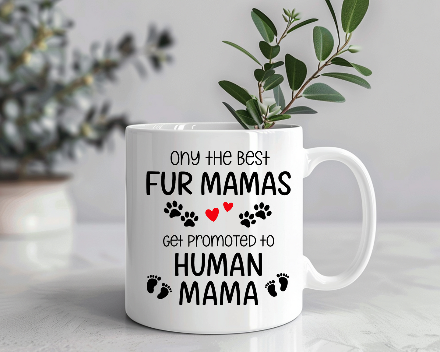 Personalized Fur Mama to Human Mama Mug – Pregnancy Reveal Gift for Pet Moms, New Mom Gift Idea
