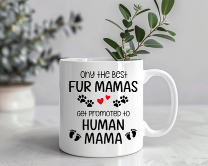 Personalized Fur Mama to Human Mama Mug – Pregnancy Reveal Gift for Pet Moms, New Mom Gift Idea