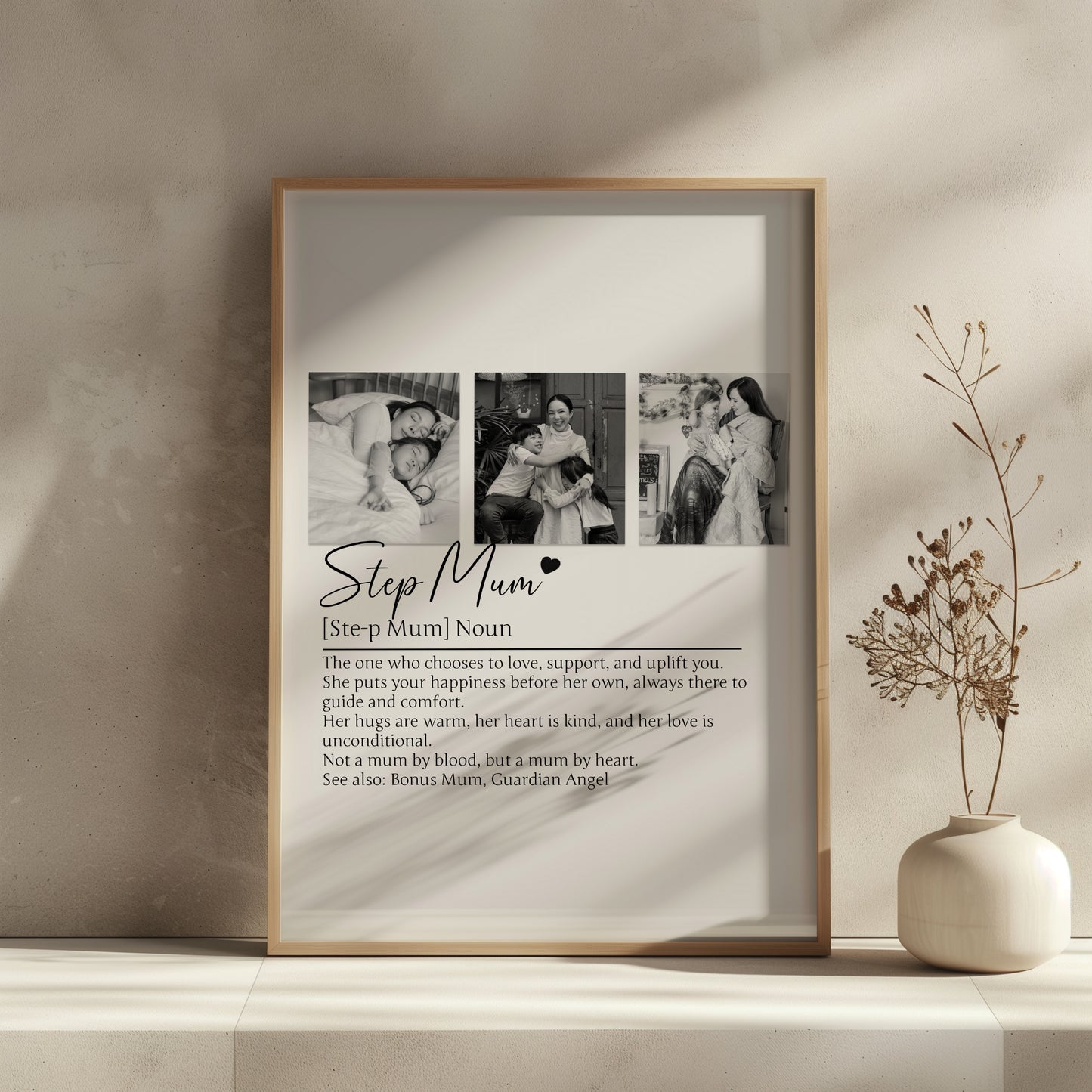 Personalized Step Mom Print - Custom Definition Wall Art, Bonus Mom Gift, Thoughtful Stepmother Keepsake