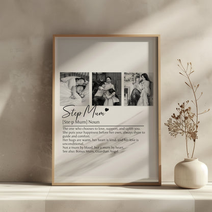 Personalized Step Mom Print - Custom Definition Wall Art, Bonus Mom Gift, Thoughtful Stepmother Keepsake