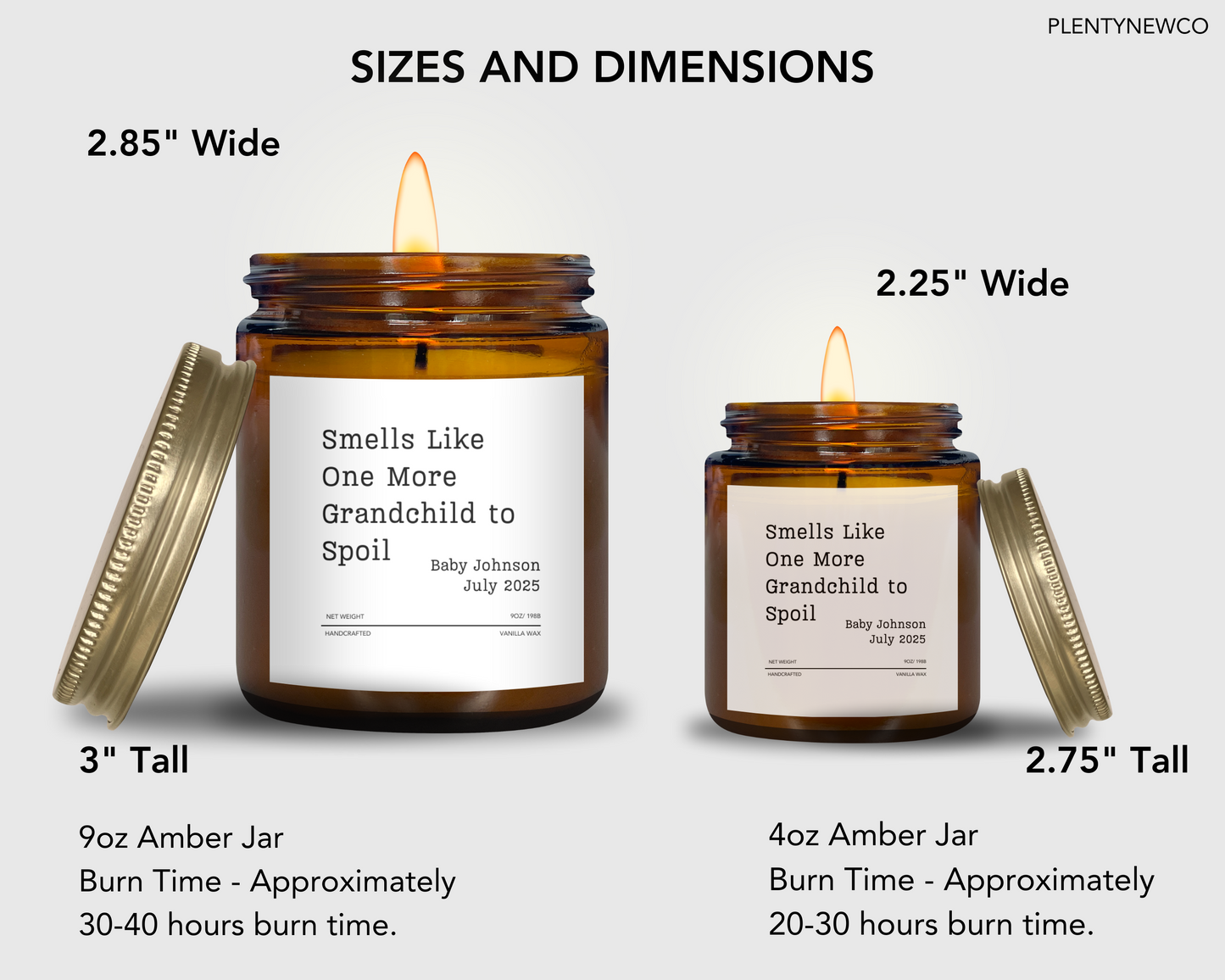 Personalized Grandparent Reveal Candle – “Smells Like One More Grandchild to Spoil” – Custom Baby Announcement – Vanilla Scented 9oz
