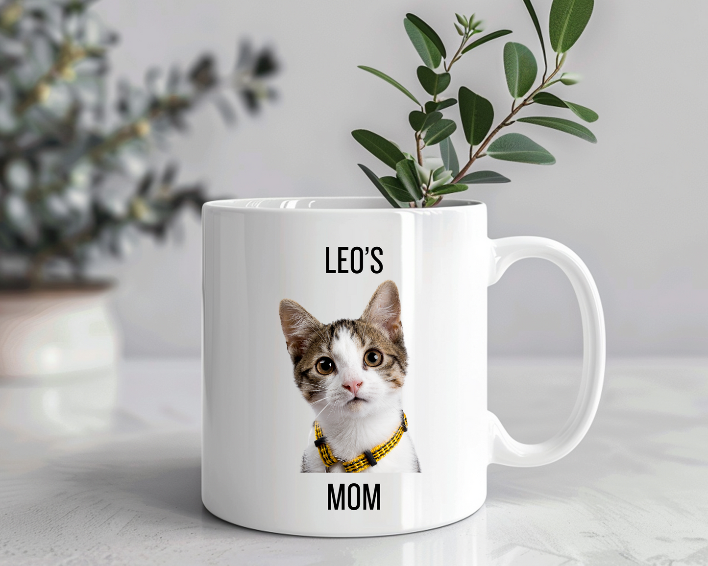 Custom Cat Face Mug – Personalized Pet Photo Mug for Cat Moms – Funny Gift for Cat Lovers, Pet Mom Gift, Feline Parent Mug