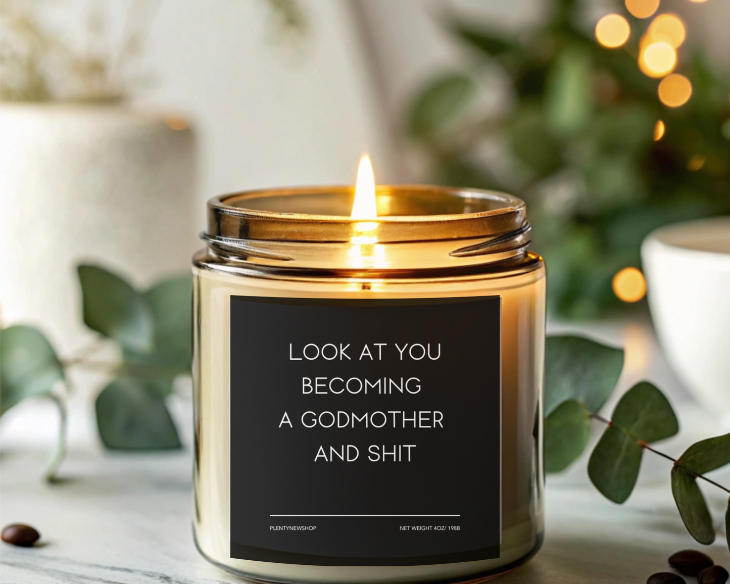 Funny Godmother Candle - "Look at You Becoming a Godmother and Sh*t", Hilarious Gift for New Godmothers, Handmade Soy Wax Candle, Godparent Proposal Gift