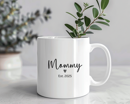 Custom “Mommy Est. [Year]” Mug – New Mom Gift, Pregnancy Reveal Coffee Mug