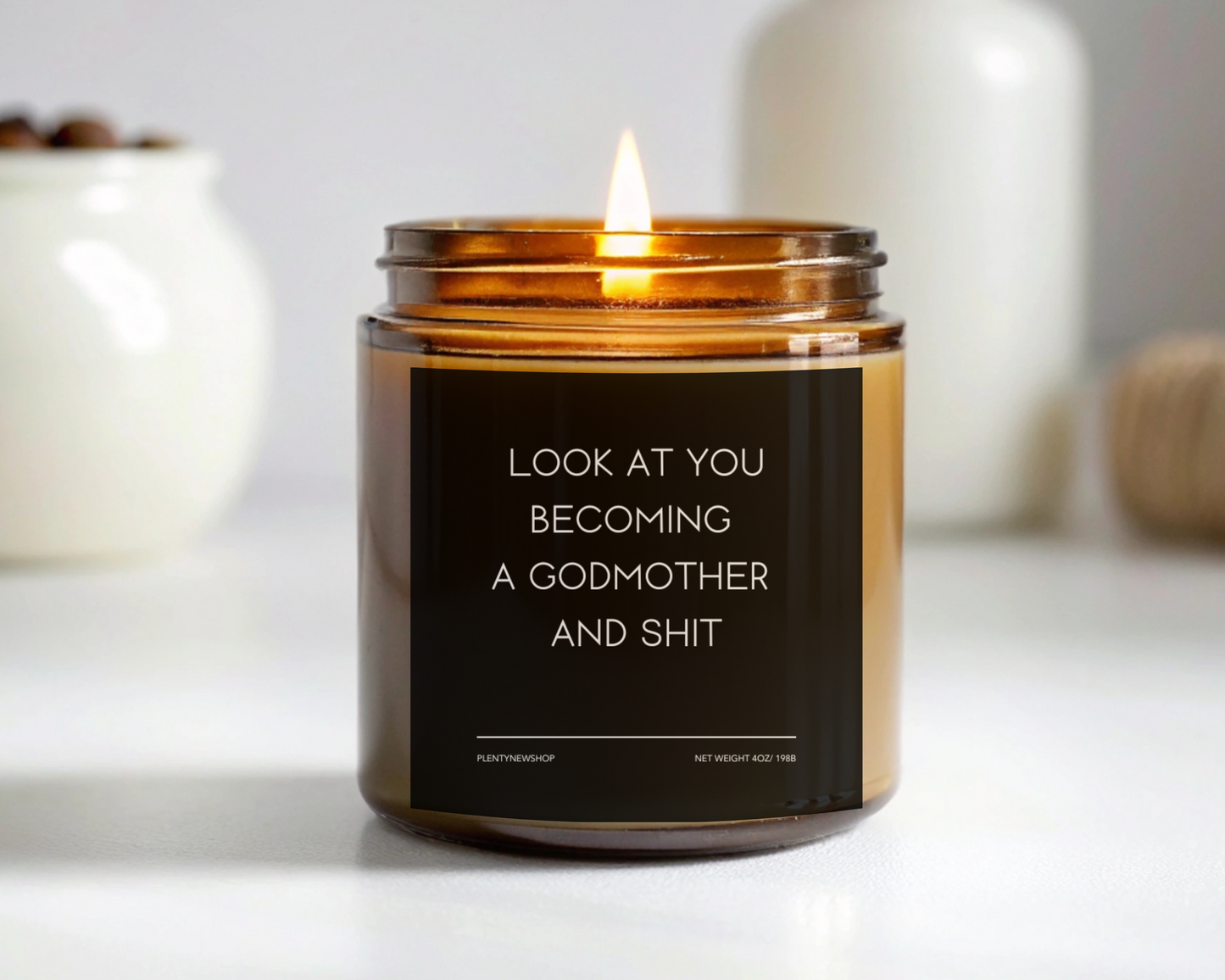 Funny Godmother Candle - "Look at You Becoming a Godmother and Sh*t", Hilarious Gift for New Godmothers, Handmade Soy Wax Candle, Godparent Proposal Gift