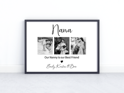 Custom Nanny Photo Print – "Our Nanny Is Our Best Friend" – Personalized Gift from Grandkids